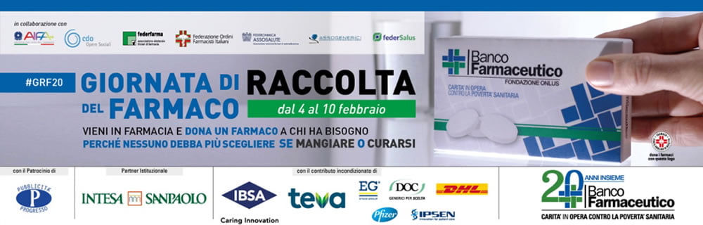 Dal 4 al 10 febbraio 2020 torna La Giornata di Raccolta del Farmaco