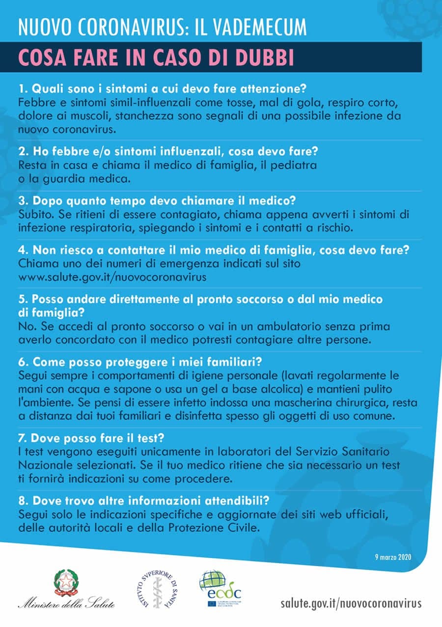 Coronavirus Cosa Fare In Caso Di Dubbi