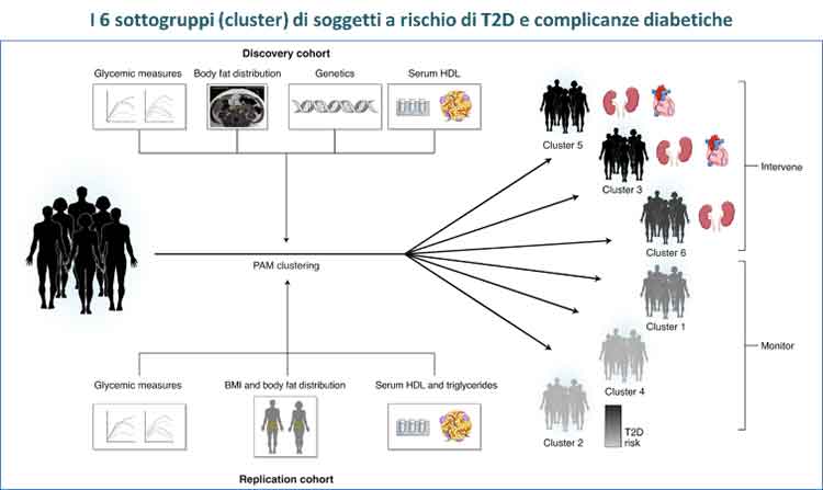Diabete mellito tipo 2: quali complicanze I 6 cluster di soggetti a rischio di T2D e complicanze diabetiche